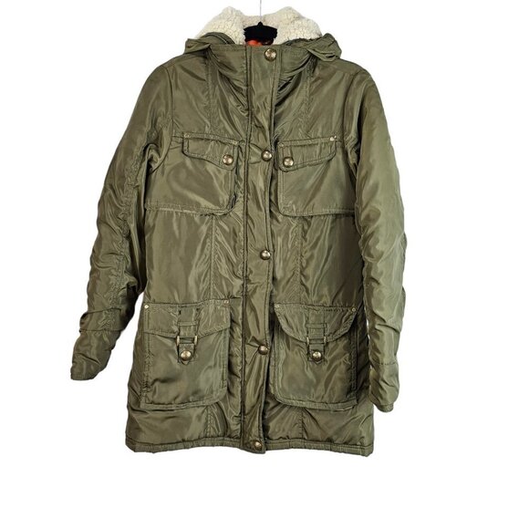 ❤️418 Madden Girl Jacket Multi Pocket Parka Coat Olive - Picture 3 of 13
